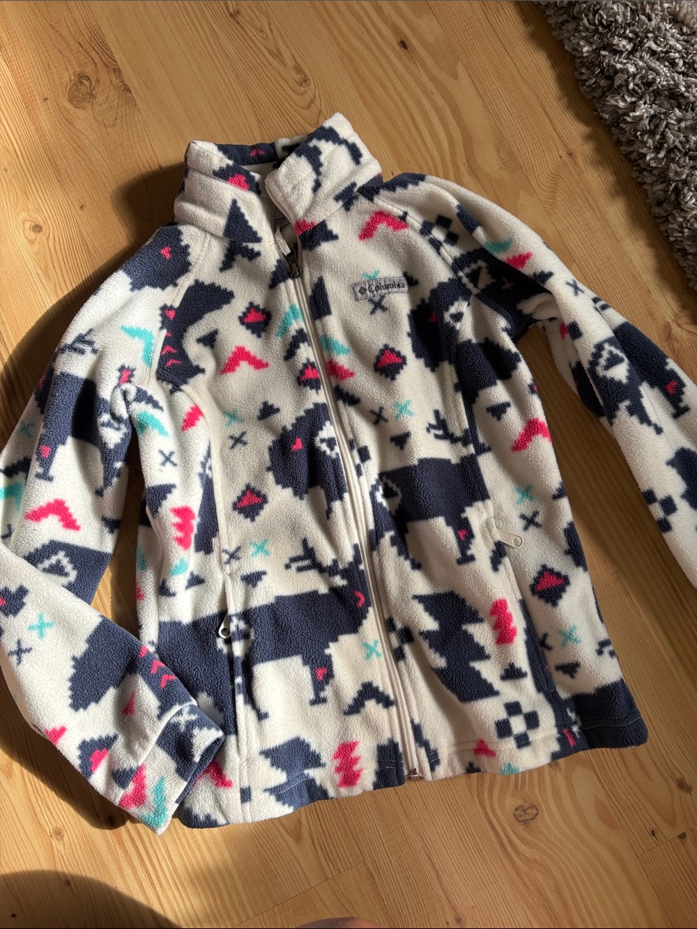 Columbia Girls' Cream Patterned Fleece Jacket